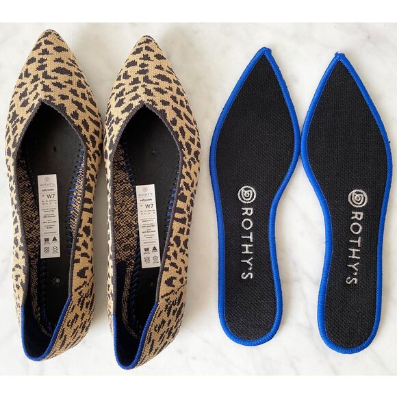 Rothy's Pointed Toe Flats The Point Classic Leopard Print Ballet Flats-Women's 7 - Picture 6 of 7